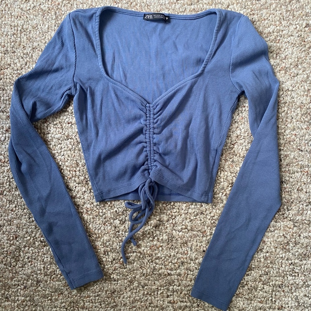 SOLD - Zara Adjustable Cropped Fitted Long Sleeve Top